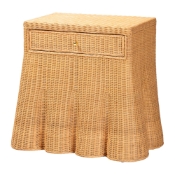 bali & pari Chica Scalloped Natural Rattan Console Table with Drawer - Handwoven Wicker Accent Table with Flared Skirt, Coastal Boho Style for Entryway or Living Room, Rectangle Baxton Studio restaurant furniture, hotel furniture, commercial furniture, wholesale living room furniture, wholesale console table, classic console table